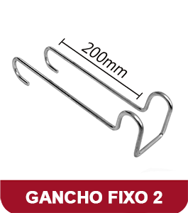 <p>Gancho para suporte com 200 mm. Produzido em aço galvanizado 1020 SAE com zincagem branca.</p>
