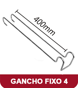 <p>Gancho para suporte com 400 mm,. Produzido em aço galvanizado 1020 SAE com zincagem branca.</p>
