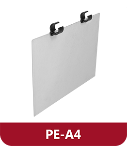 <p>Placa porta etiquetas para o tamanho A4. Produzido em policarbonato transparente.</p>
